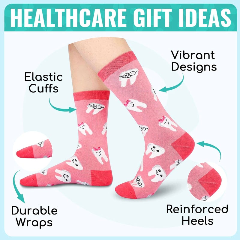 Happy Pop HAPPYPOP Dental Gifts for Women - Tooth Socks Teeth Socks Dental Sock, Dentist Gifts for Women Hygienist Gift Dentist Student School Gift - Image 2
